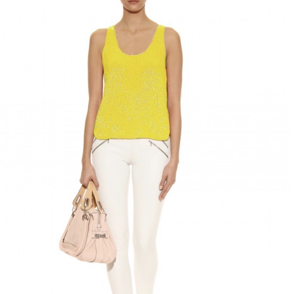 Ralph Lauren Citrus Yellow Bead Embellished Silk Georgette Tank Top - Picture 11 of 16